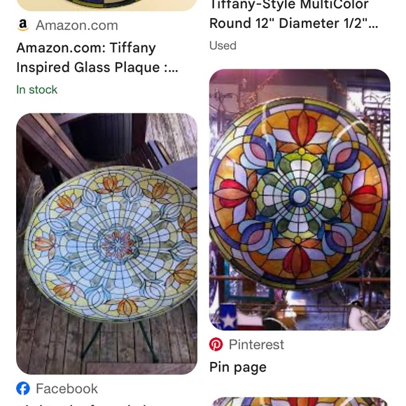 Bird Bath Display Dish Stained Glass Pattern Tiffany Inspired Multi-Color - Picture 8 of 11